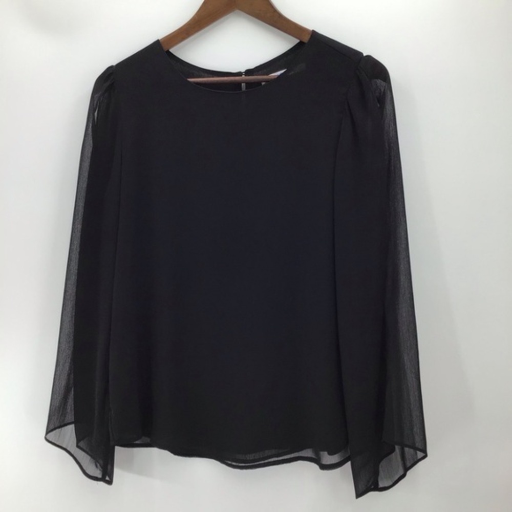 Peter Nygard Black Shiffon Split Sleeve Blouse